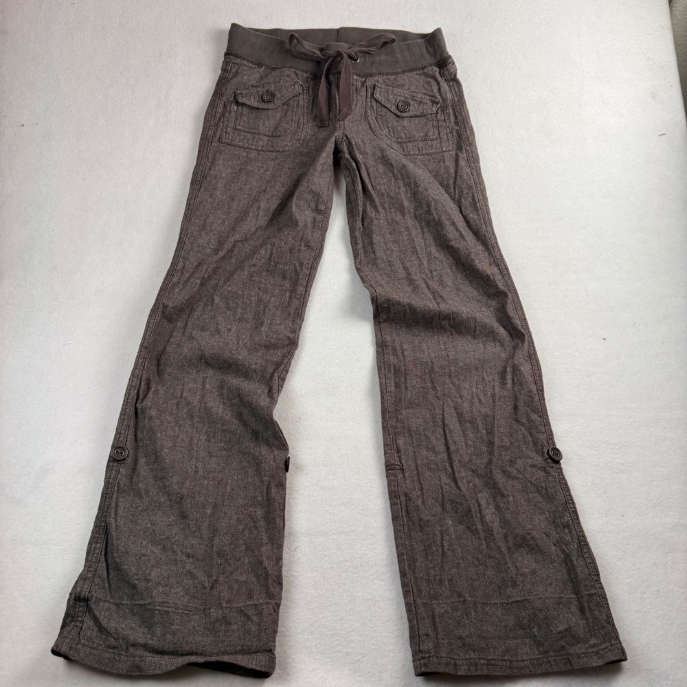 Be Bop Brown Wide Leg Utility Pants Drawstring Waist Button Pockets Size 5
